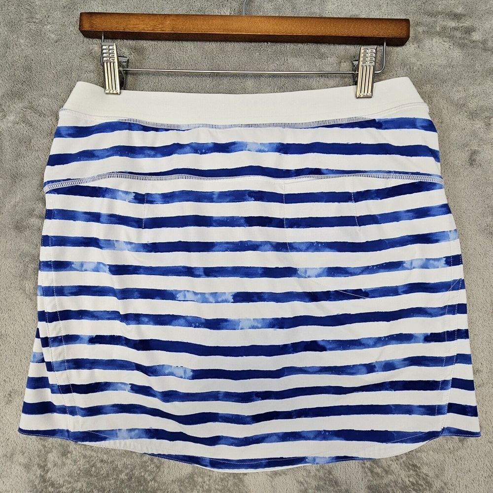 RLX Ralph Lauren Skort Small‎ Petite White Blue Striped Performance Golf Tennis